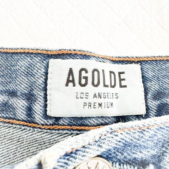 AGOLDE Vintage Denim Button Fly Cutoff Jean Shorts Raw Hem Size 27 - Picture 5 of 8